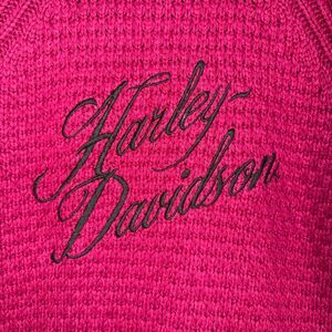 Harley-Davidson Knit Turtleneck Sweater Pink Magenta Logo Script Women’s L